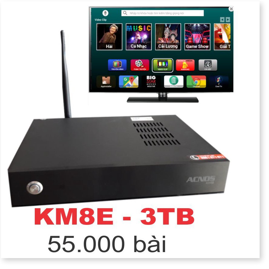 Đầu karaoke wifi Online & Offline Acnos KM8E - Sẵn ổ Cứng Có Nhạc 3TB