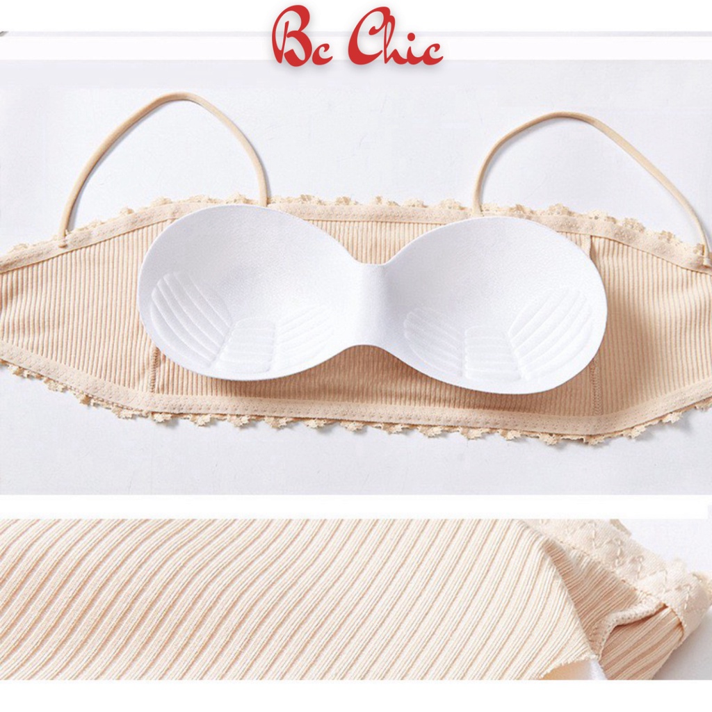 Áo Lót Nữ , Áo bra gân tăm viền cài sau 2 dây nâng ngực sexy điệu đà mẫu B636 BC_CHIC LINGERIE