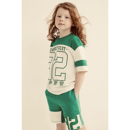 Bộ cotton cộc tay in hình số 92 cho bé trai size từ 12-24 cân