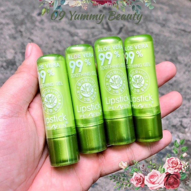 Ảnh thật  Son Dưỡng Môi Nha Đam Aloe Vera 99% Smoothing Lipbalm Peiyen siêu mịn chính hãng nội địa