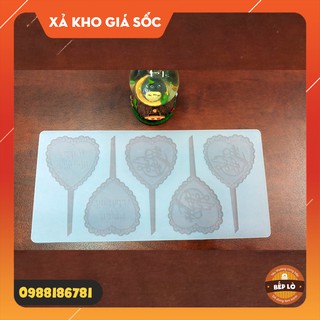 Khuôn silicon tạo hình socola trang trí bánh kem - Chúc mừng sinh nhật bằng tiếng Trung và tiếng Anh