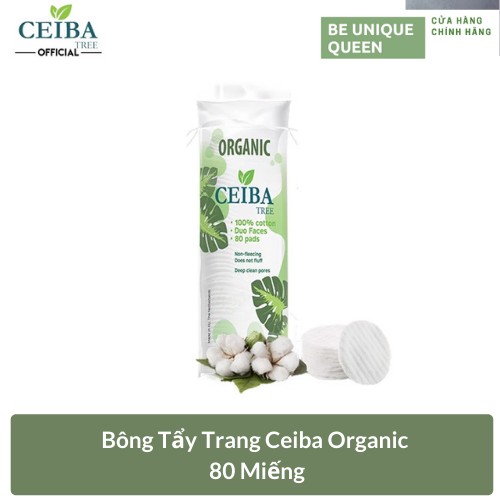 Bông Tẩy Trang Ceiba Organic An Toàn Cả Cho Da Nhạy Cảm (80 Miếng)