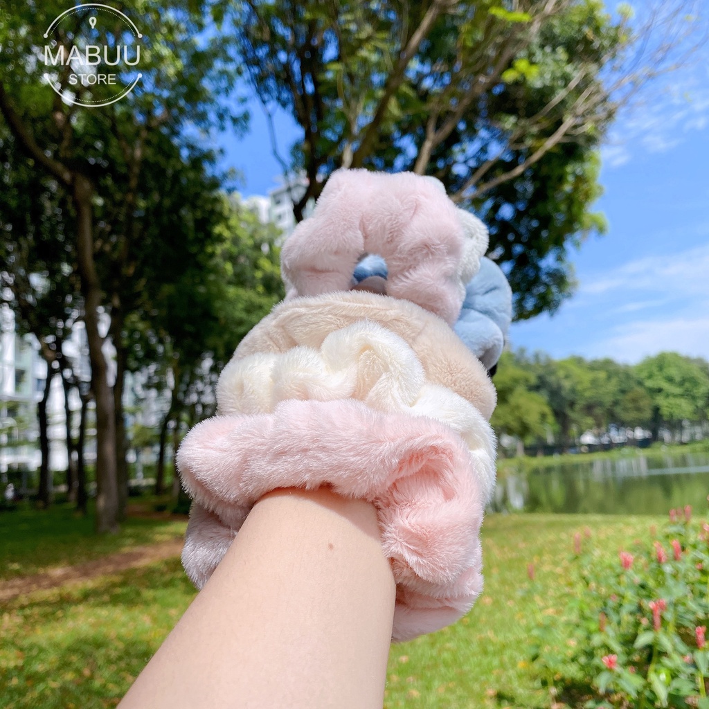 [Mã FAMARAL1 giảm 10K đơn 50K]Dây buộc tóc scrunchies lông nhung mịn siêu mềm 2019