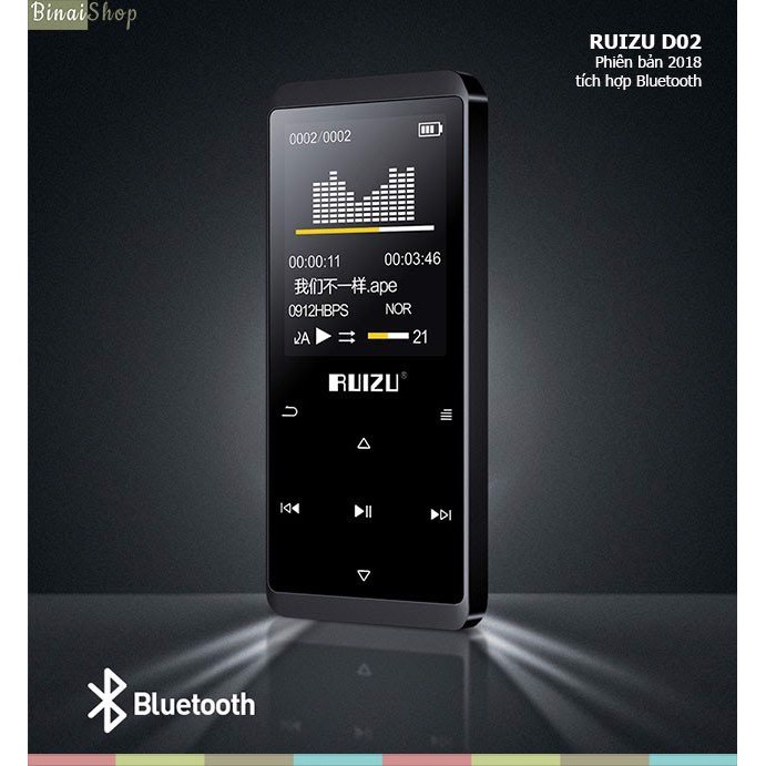 Ruizu D02 - Máy Nghe Nhạc Lossless Bluetooth 8gb [2018] đỏ, bạc