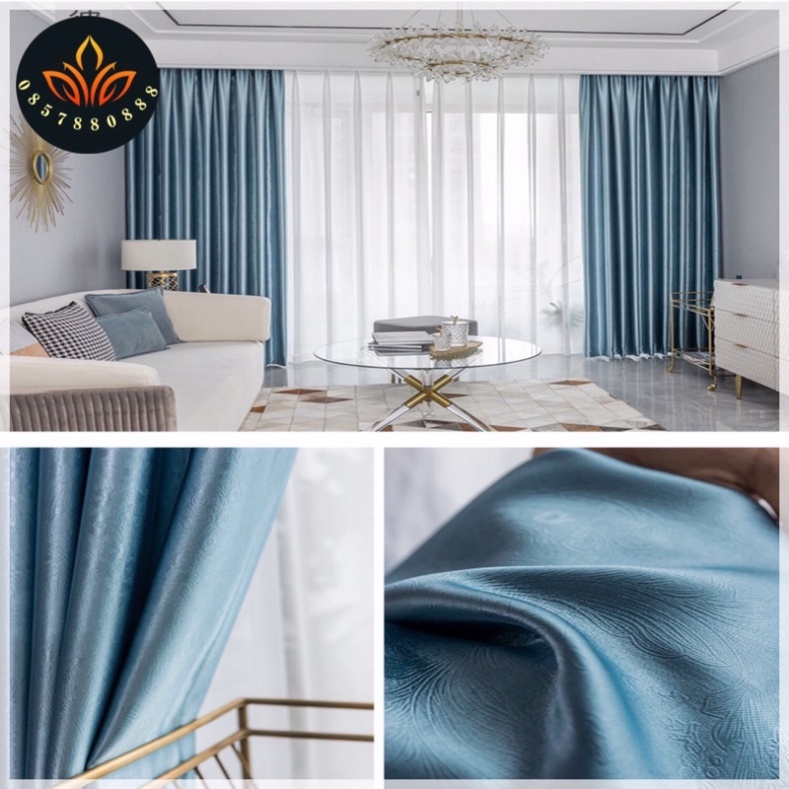 Rèm 3 lớp dệt tinh sảo , rèm vải che nắng ải gấm