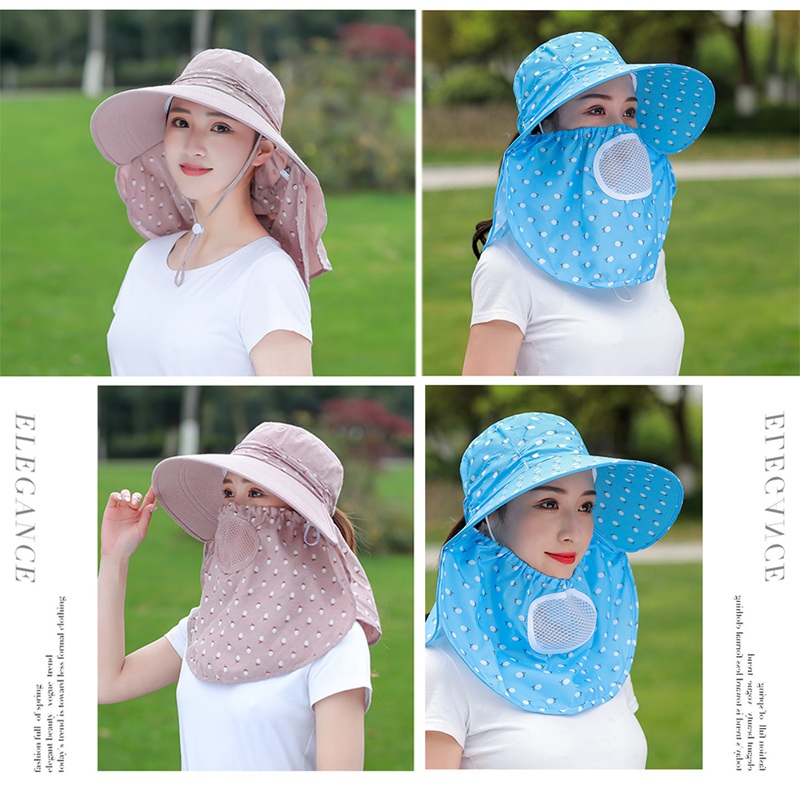 Mũ Che Nắng Kèm Khẩu Trang Chống Tia Uv Bảo Vệ Mặt Và Cổ Chất Liệu Cotton Có Thể Tháo Rời Cho Nam Và Nữ