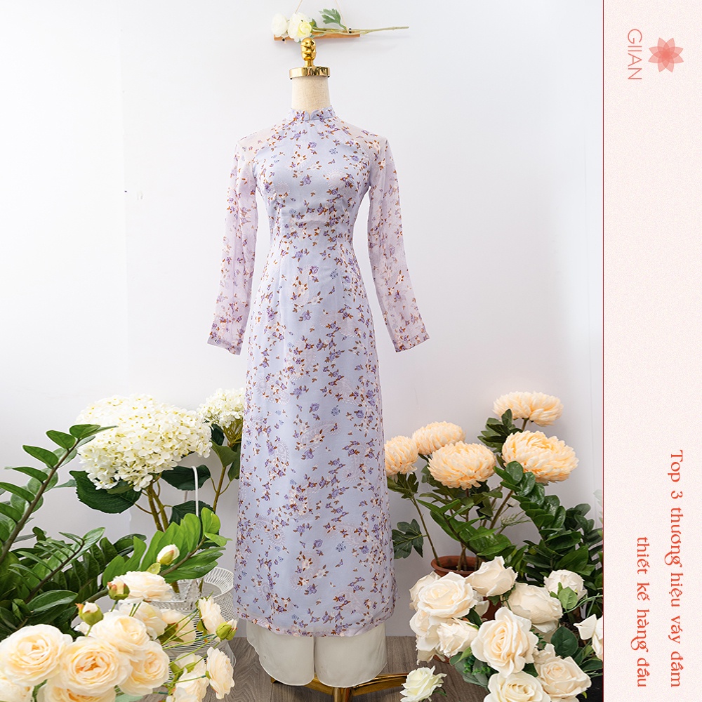 Áo dài truyền thống hoa nhí thiết kế chính hãng Giian - GAD162