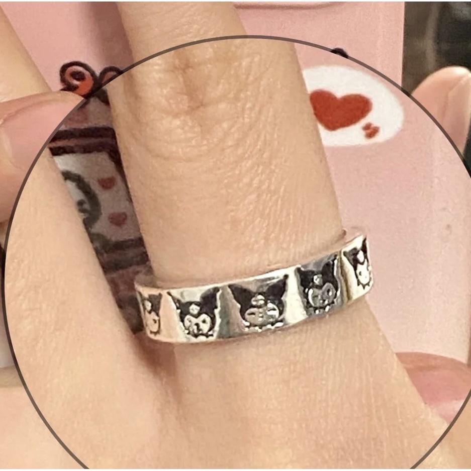 Nhẫn Mạ Bạc 925 Họa Tiết Hello Kitty Dễ Thương