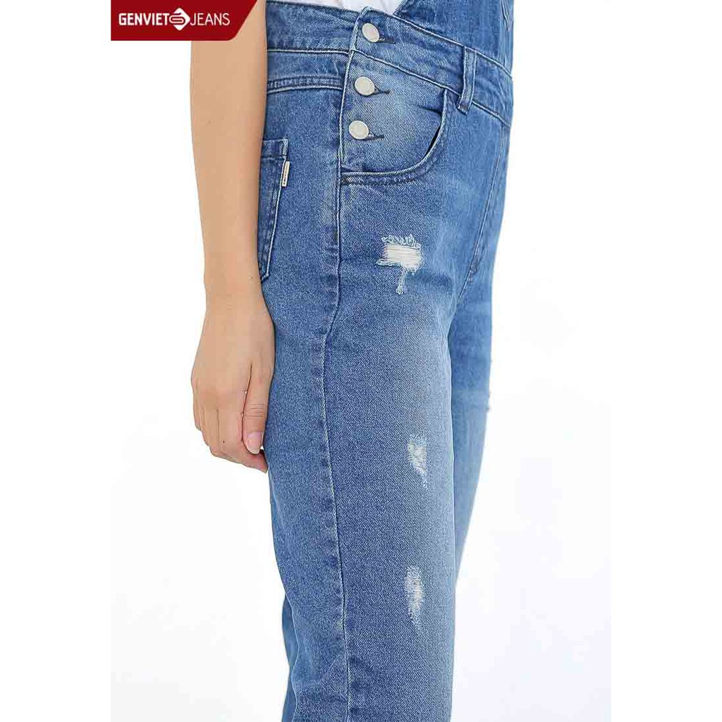 Quần yếm dài jeans nữ TY104J505 GENVIET