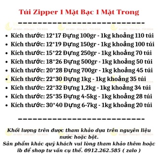 Túi zip bạc đựng thực phẩm 1kg túi zipper đáy đứng 1 mặt bạc dày đẹp BaoBiHoanMypro
