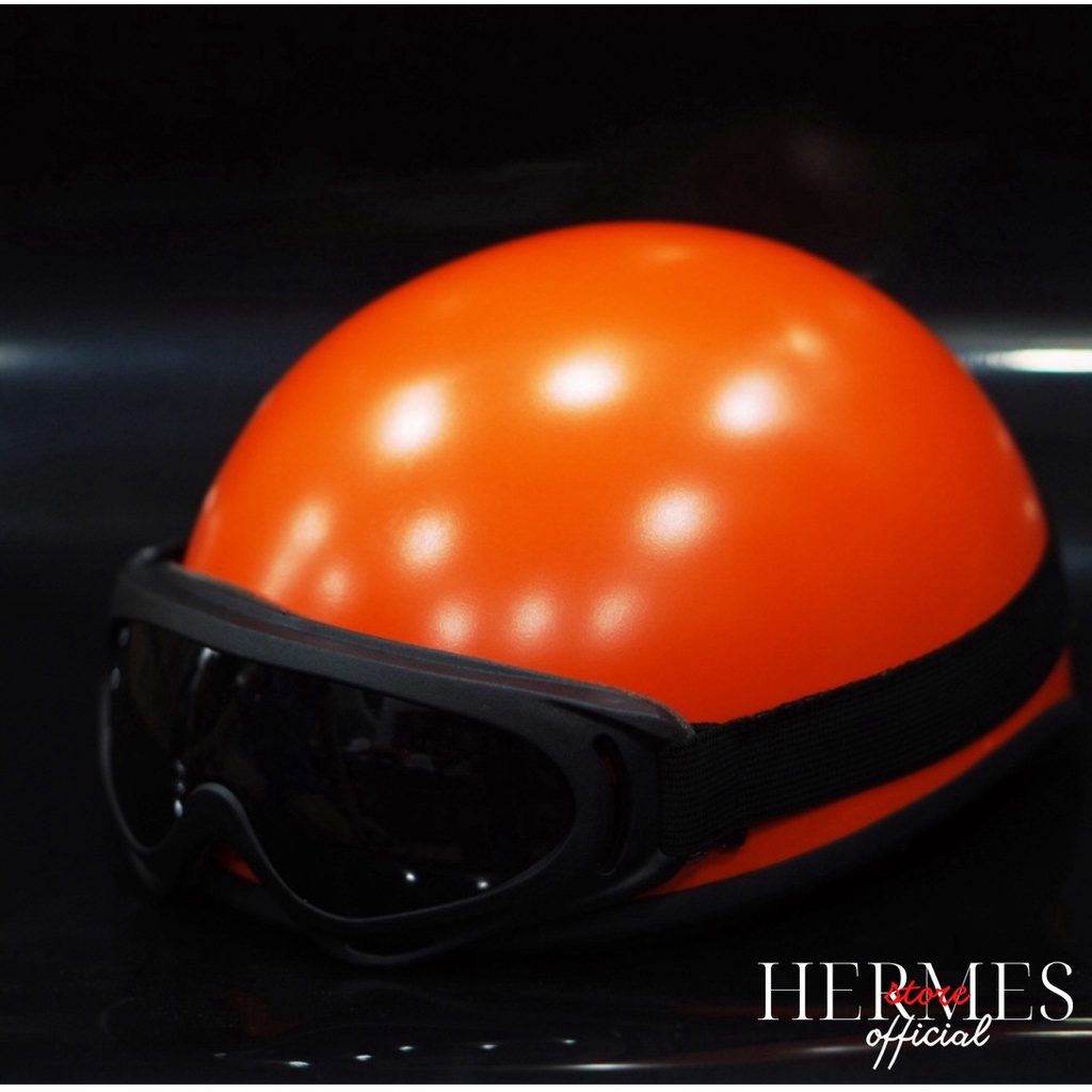 Nón mũ bảo hiểm xe máy nam nữ nửa đầu CHÍNH HÃNG CAO CẤP BAO ĐẬP Hali có kính UV | MÀU SƠN NHÁM By Hermes Helmet