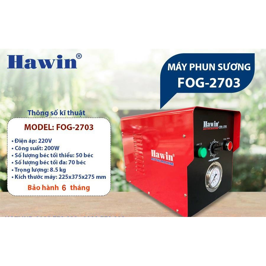 Máy phun sương FOG-2703 phun từ 50 đến 70 béc