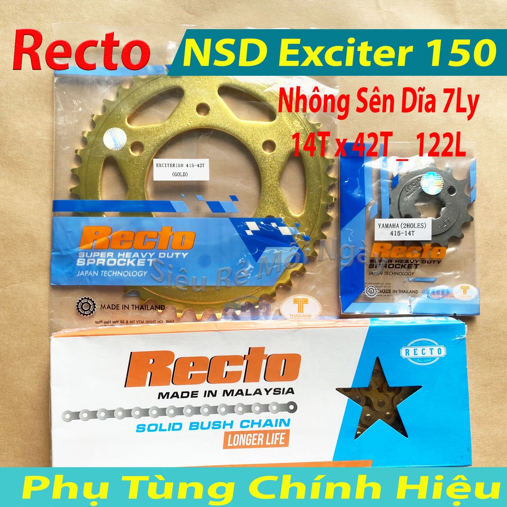 Nhông sên dĩa vàng 7 ly Recto Yamaha Exciter 150cc Thái Lan Độ Kiểng