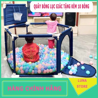 Quây cũi kiêm nhà bóng cho bé khung inox hình lục giác tặng kèm bóng