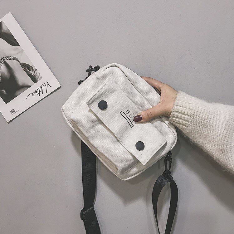 Túi Canvas Đeo Chéo Mini Thời Trang Hàn Quốc Cho Nữ