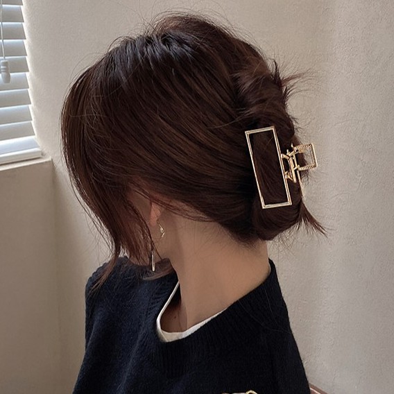 Kẹp Tóc Chất Liệu Kim Loại Kiểu Dáng Hình Học Phong Cách Hàn Quốc