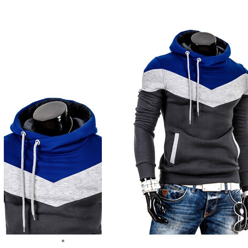Mới Áo Hoodies Nam Dày Dặn Màu Sắc Tương Phản Thời Trang