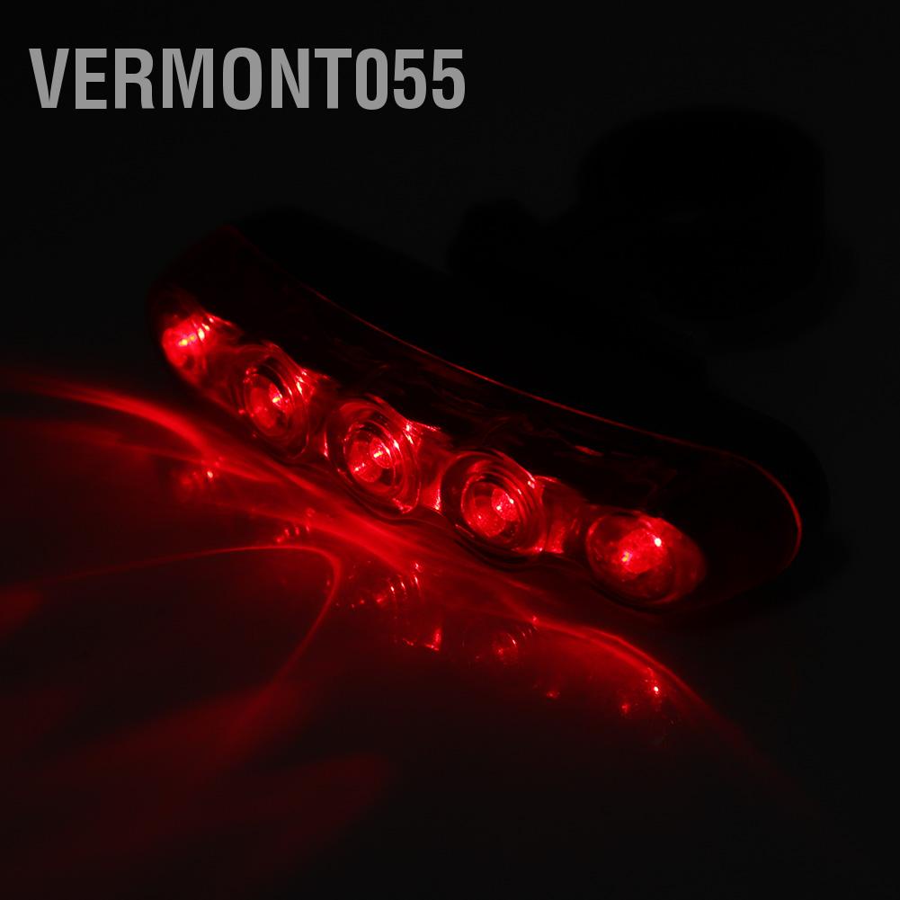 Hàng Hot Đèn cảnh báo ban đêm không thấm nước hậu sáng cao 5LED cho xe đạp leo núi Hàng giao ngayVermont055