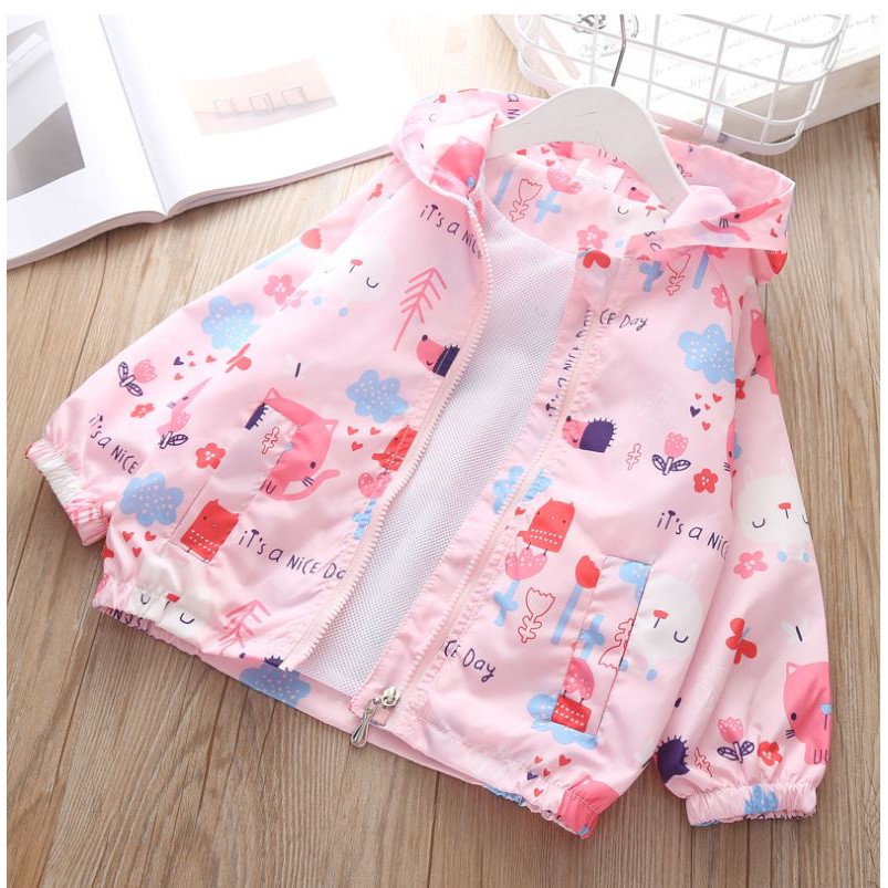 Áo khoác mèo hồng cho bé mặc ngoài trời ALICEKIDS - áo khoác chống nắng lớp lót cotton thoáng mát cho trẻ từ 10-35kg