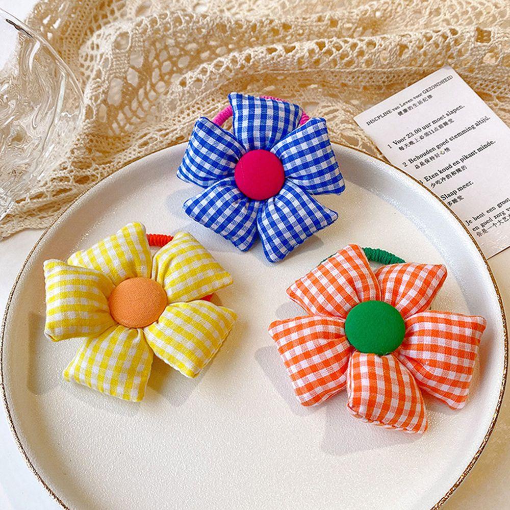 Dây Buộc Tóc Cao Su Họa Tiết Kẻ Sọc/Hoa Hướng Dương/Hoa Hướng Dương Nhiều Màu Phong Cách Hàn Quốc Xinh Xắn Cho Nữ