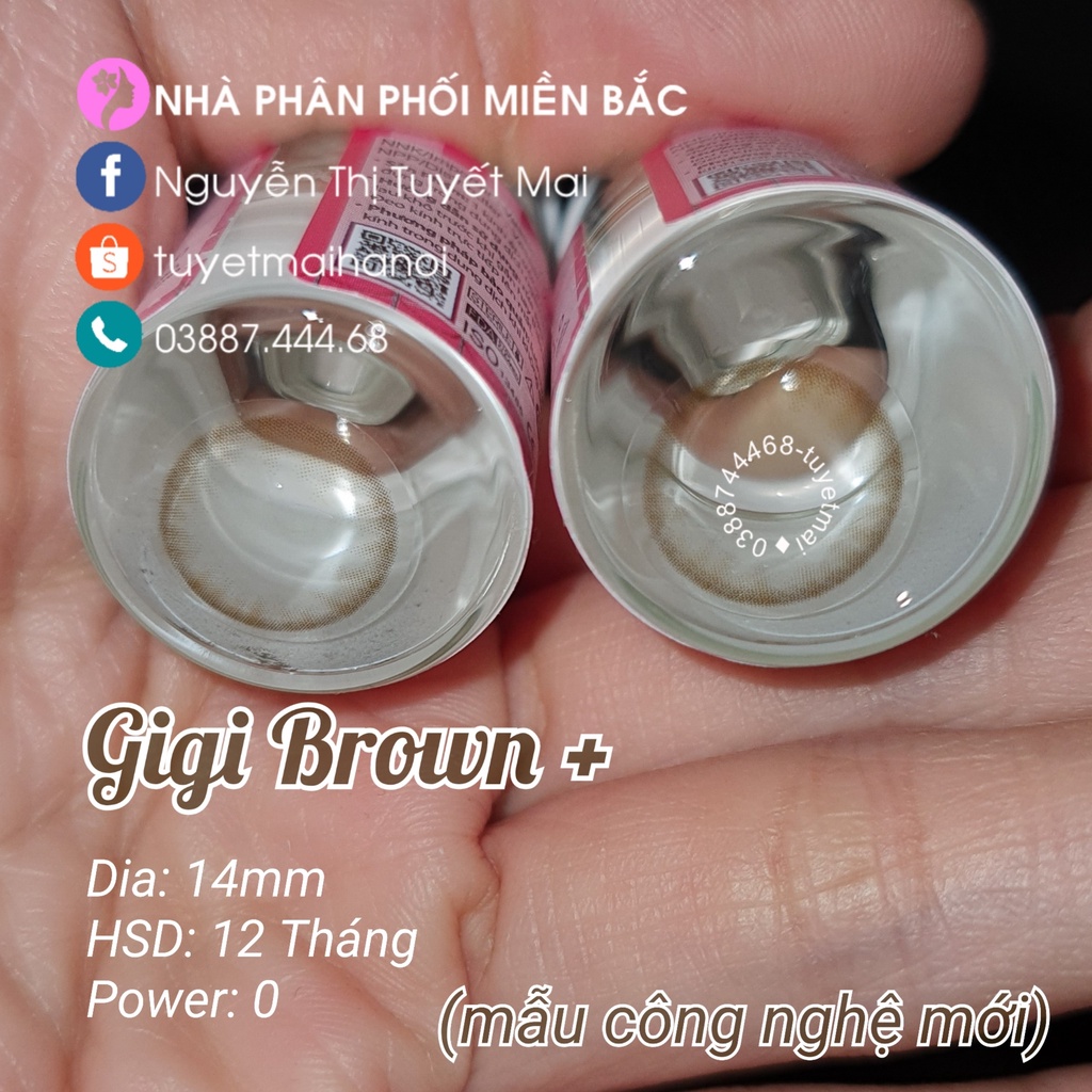 [ Ảnh Thật ] Lens Nâu Tự Nhiên Không Giãn Gigi Brown 14mm - Kính Áp Tròng Hàn Quốc Vassen Sexy Me