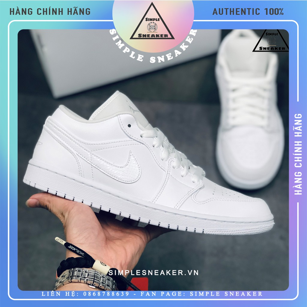 Giày Nike Jordan 1 Chính Hãng FREESHIP Nike Air Jordan 1 Low Allwhite- Giày Jordan 1 Cổ Thấp - Simple Sneaker