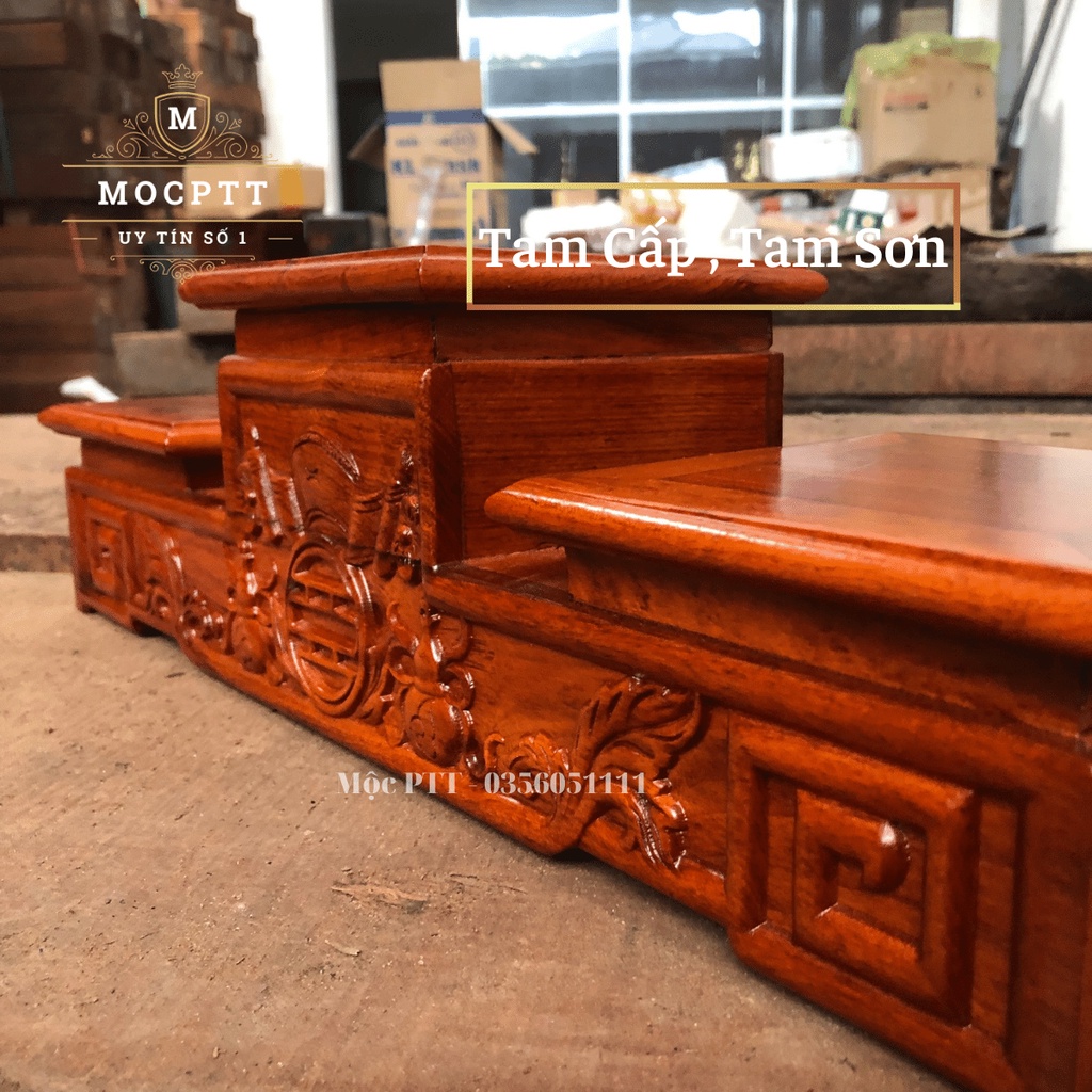 Tam Cấp Kê Bát Hương,Đồ Thờ Cúng Gỗ Hương mặt từ 14 đến 25 cm