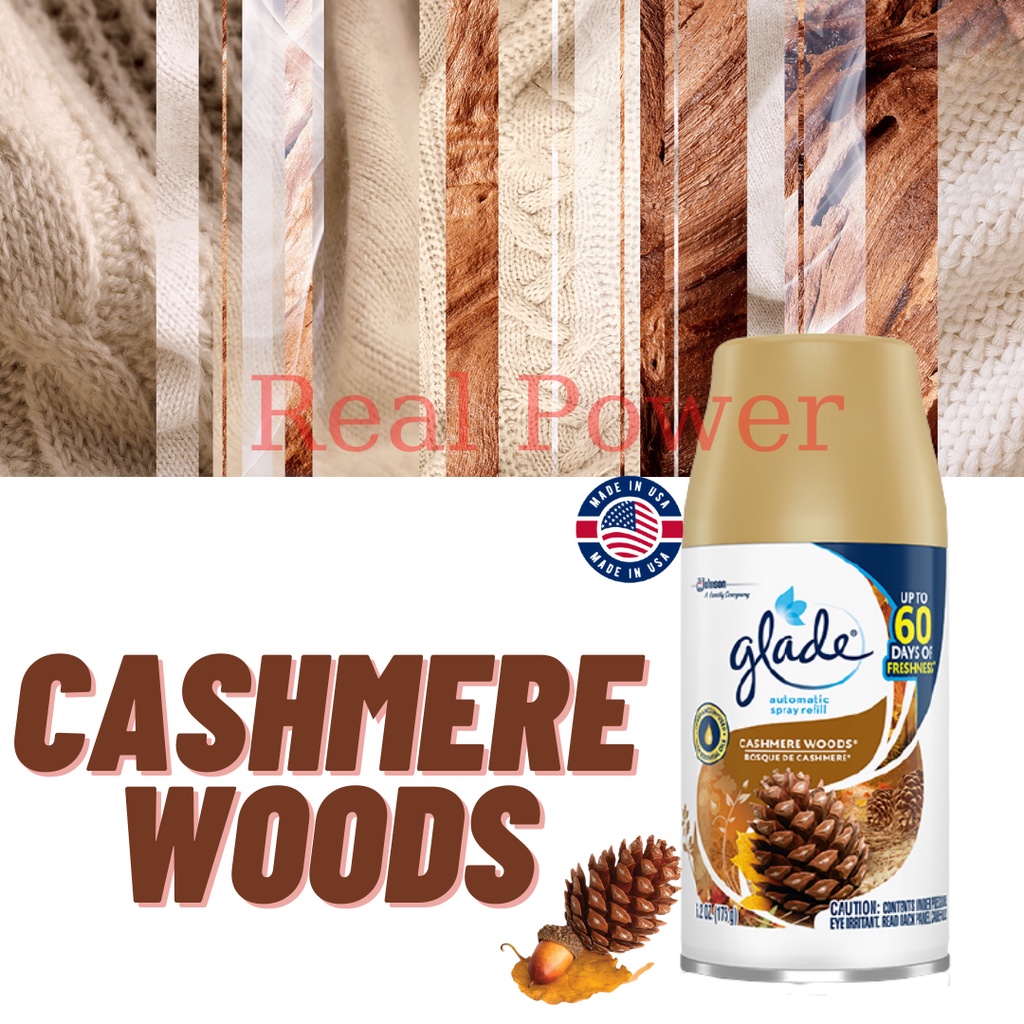 Xịt thơm phòng tự động Glade Refill USA Hương Cashmere Woods (6.2 OZ) - Hàng Mỹ