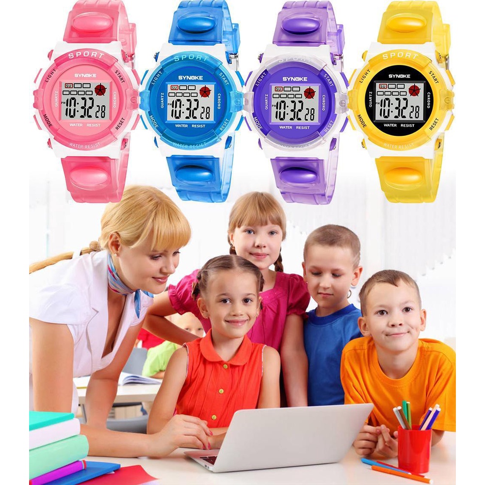 SYNOKE Fashion Popular Waterproof Children Boys Girl Digital LED Sports With Date Wrist Watch