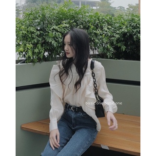 Áo sơ mi lụa cánh tiên, sơ mi lụa tay bồng Bazic one