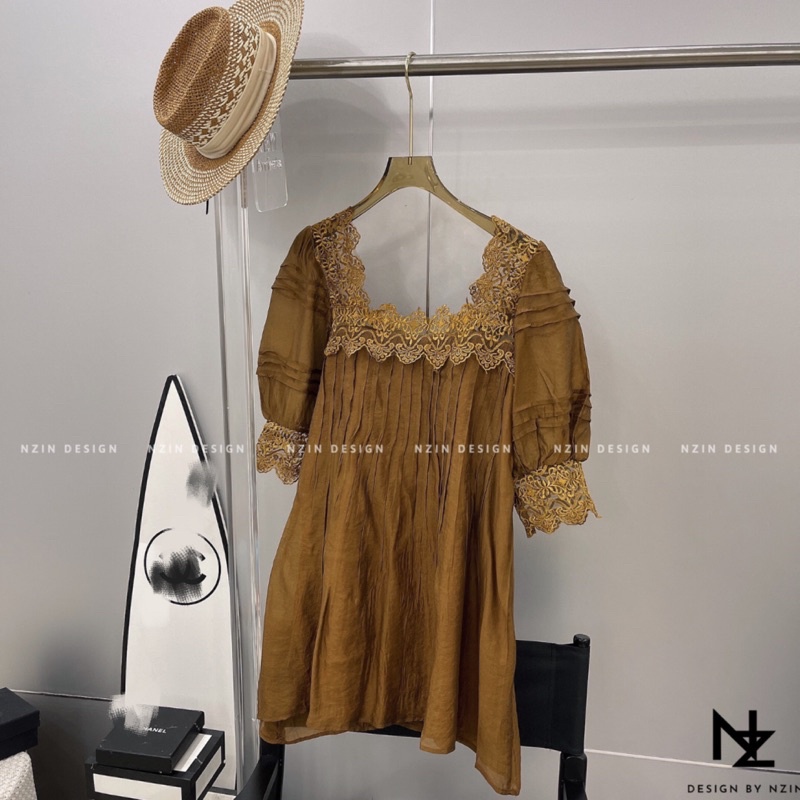 Váy tơ pha ren dáng babydoll