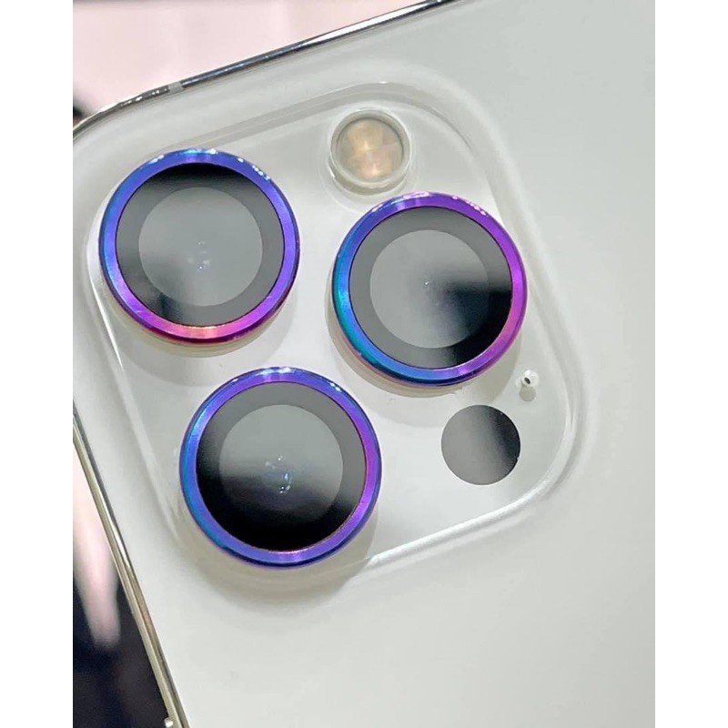 VIỀN NHÔM BẢO VỆ CAMERA IPHONE 11/11PRO/11PROMAX/12MINI/12/12PRO/12PROMAX- ÁNH 7 MÀU- DÁN TỪNG MẮT CAMERA