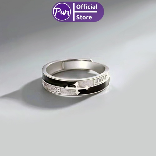 Nhẫn nam nữ tròn Unisex màu bạc Thời trang PUN chất liệu Titan đẹp đơn giản - Nhẫn Love CR Ring