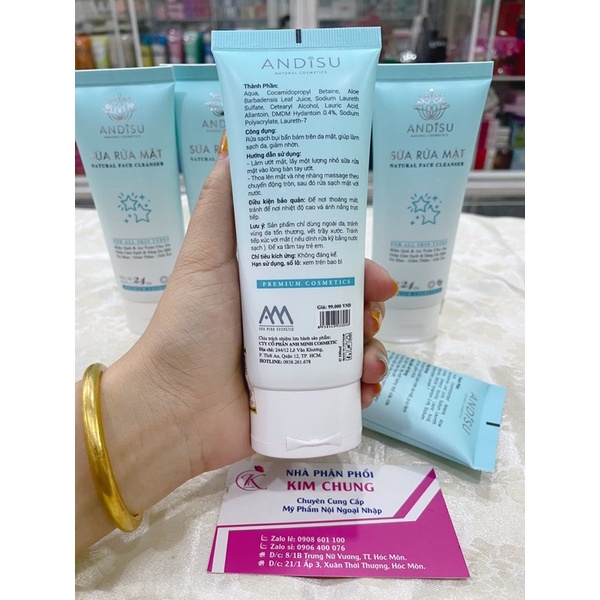 Sửa Rửa Mặt Trắng Da, Ngừa Mụn, Giữ Ẩm ANDISU 100ml