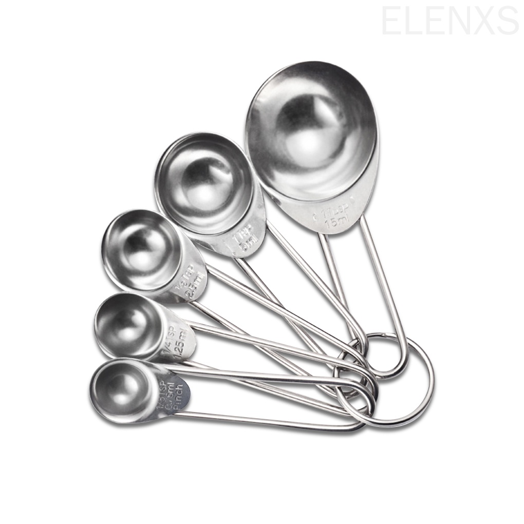 Set 5 muỗng đo lường bằng thép không gỉ có thể xếp chồng lên nhau