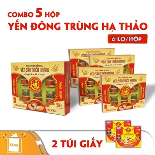 Combo 5 Hộp yến sào 20%  Đông trùng Hạ Thảo Thiên Hoàng tặng 2 túi giấy
