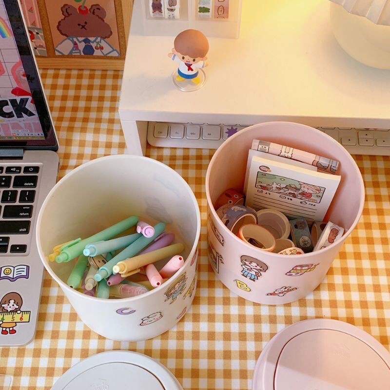 Thùng rác mini cute để bàn học, thùng rác dễ thương