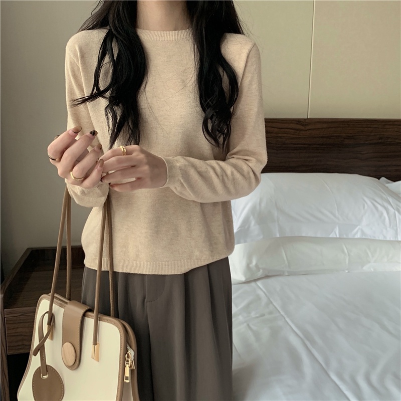 Áo Sweater Dệt Kim Tay Dài Dáng Rộng Màu Trắng Đen Thời Trang Mùa Thu Cho Nữ