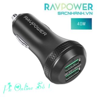 Sạc nhanh trên ô tô ravpower - turbo 40w 3a 2 cổng / pd pioneer 48w