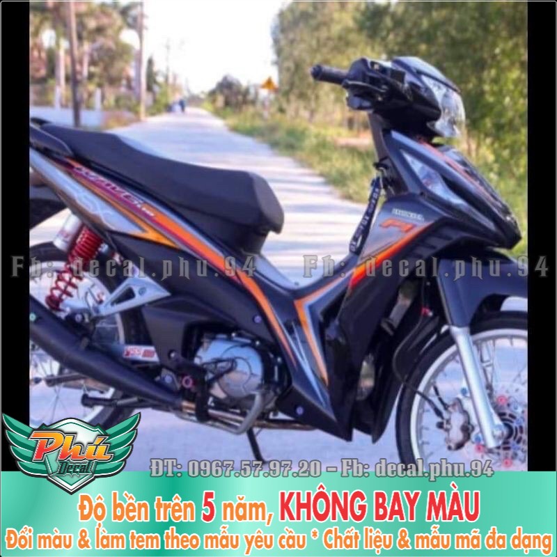 Tem rời Wave Rsx Cam đen bạc -1