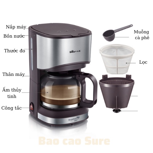 Máy pha cà phê mini tự động BEAR KFJ-A07V1 pha Espresso cafe rang xay nguyên chất cao cấp sang trọng dùng tại nhà