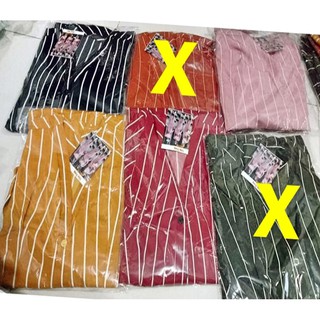 Đầm suông sơ mi cổ tim kẻ sọc (hottrend)