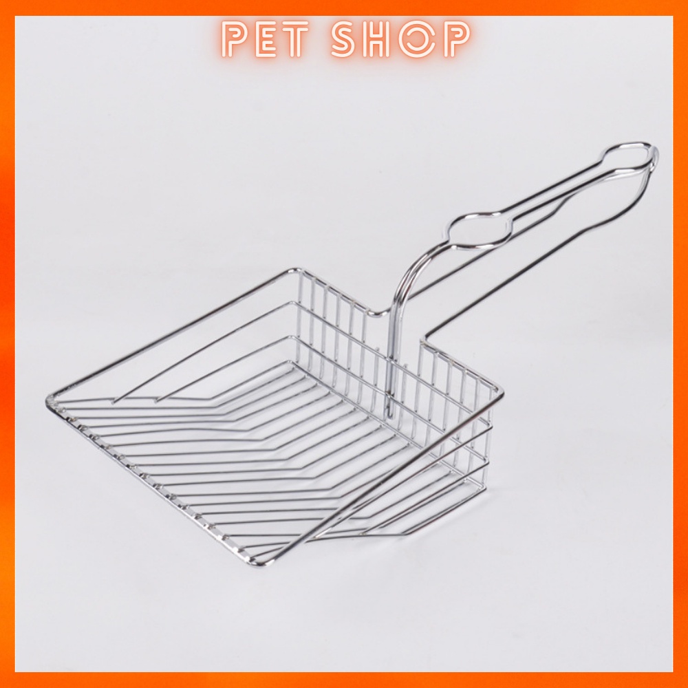 Xẻng xúc cát vệ sinh cho mèo bằng inox, xẻng xúc cát vệ sinh mèo, xẻng hốt cát dọn vệ sinh phân cho mèo