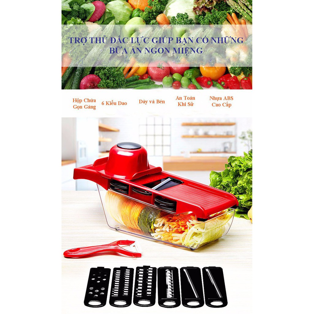 [FREESHIP] Bộ dụng cụ cắt gọt rau củ quả đa năng 6in1 Máy thái rau củ quả đa năng (Màu Đỏ)