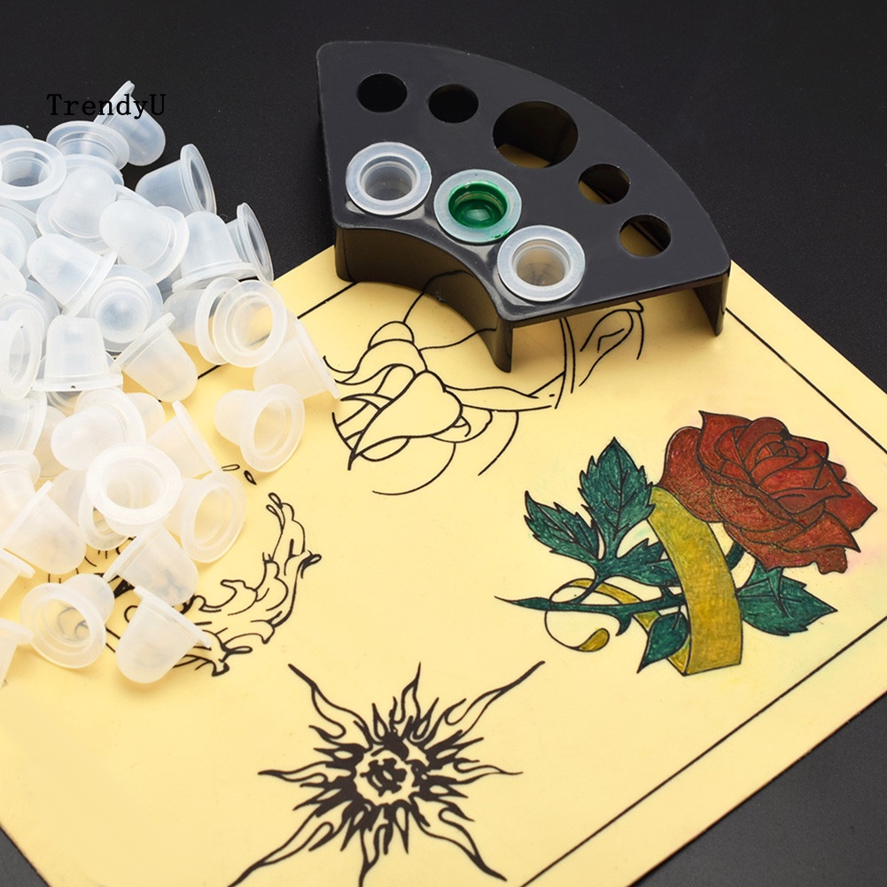 Trd Bộ 100 Cốc Đựng Mực Xăm Bán Vĩnh Viễn Bằng Silicon Mềm