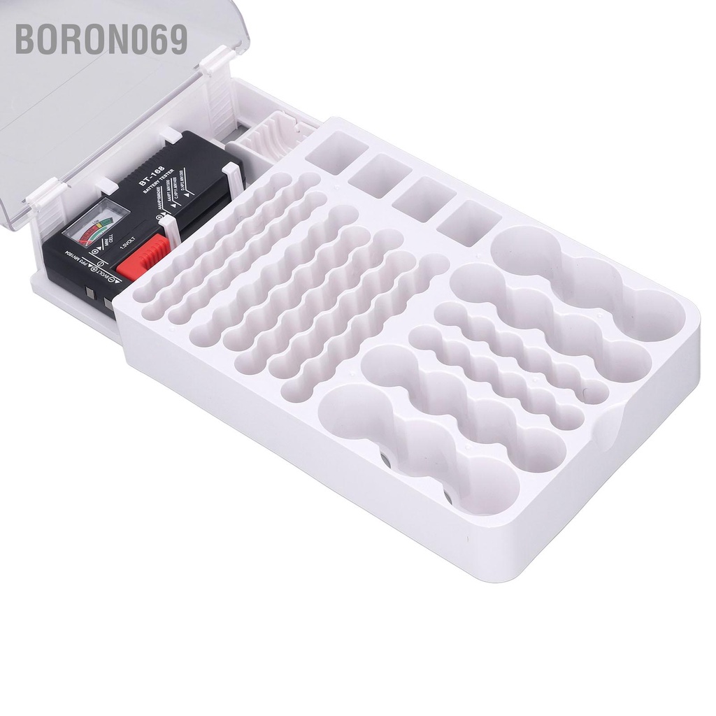 Boron069 Hộp lưu trữ pin Đệm mềm đựng có dụng cụ kiểm tra dung lượng