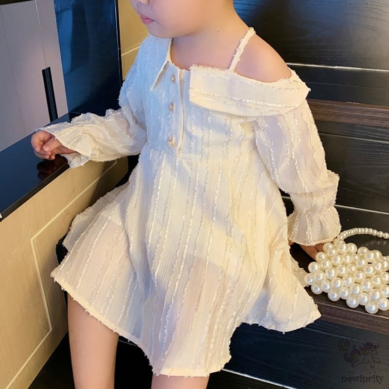 Đầm Trễ Vai Kiểu Hàn Quốc Thời Trang Mùa Thu Cho Bé Gái