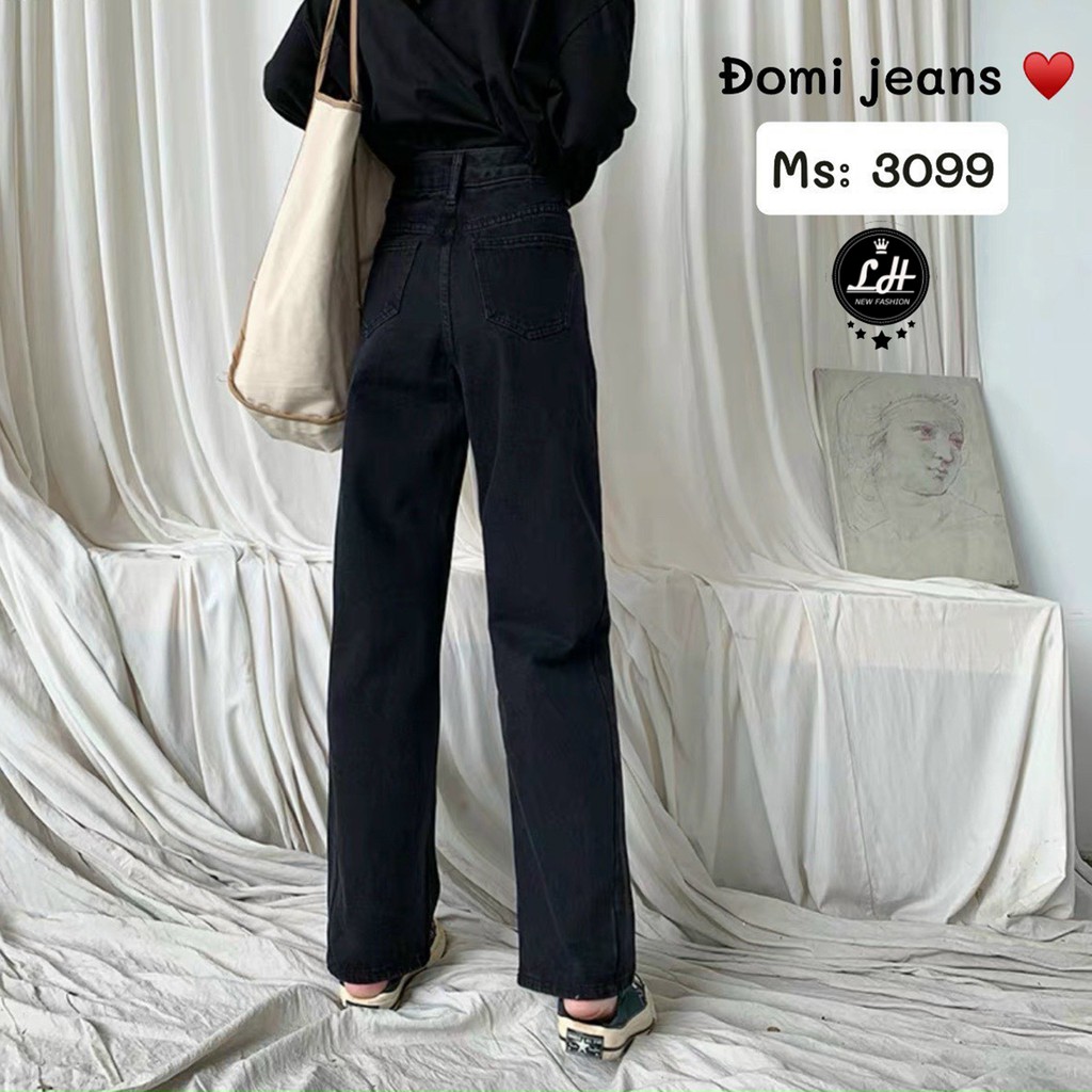 Quần baggy jean ống suông đen Ms 4099