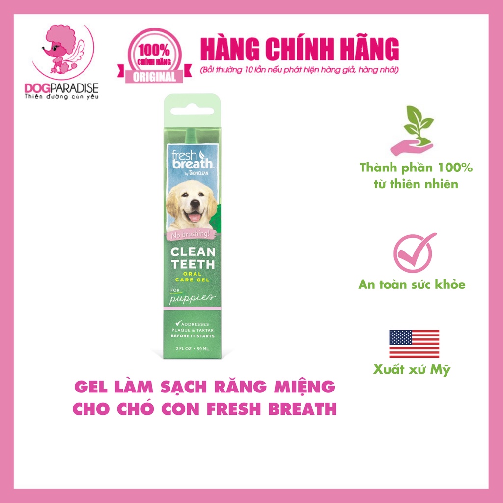 Gel làm sạch răng miệng Tropiclean cho chó con Fresh Breath 59ml  - Dog Paradise