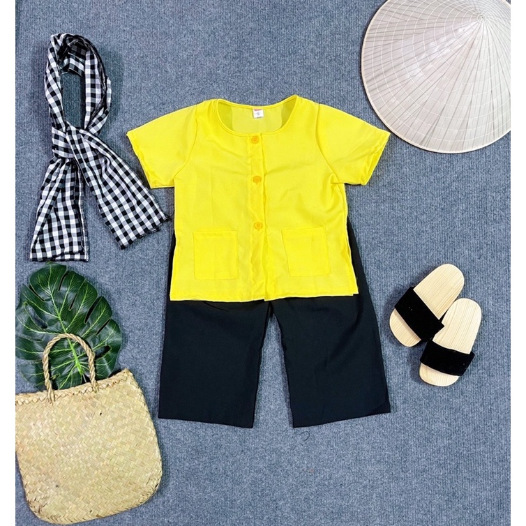 Bà Ba Lụa Cho Bé Gái Kèm Khăn Rằn 2 Màu